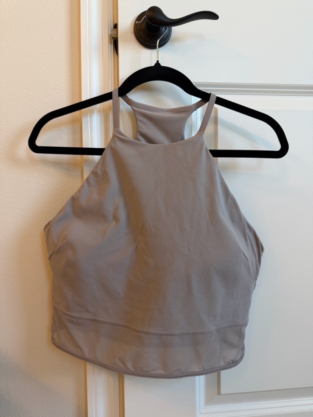 Lululemon Nulu High Neck Crop Tank Top in Taupe Mauve with Mesh XL